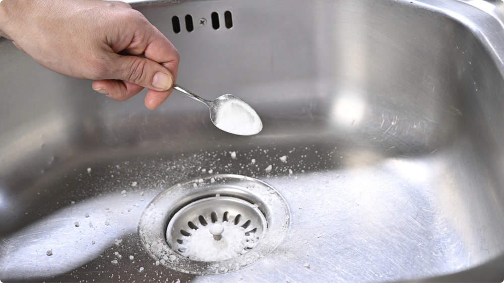 Baking Soda and Vinegar to Clean Kitchen Sink Drain